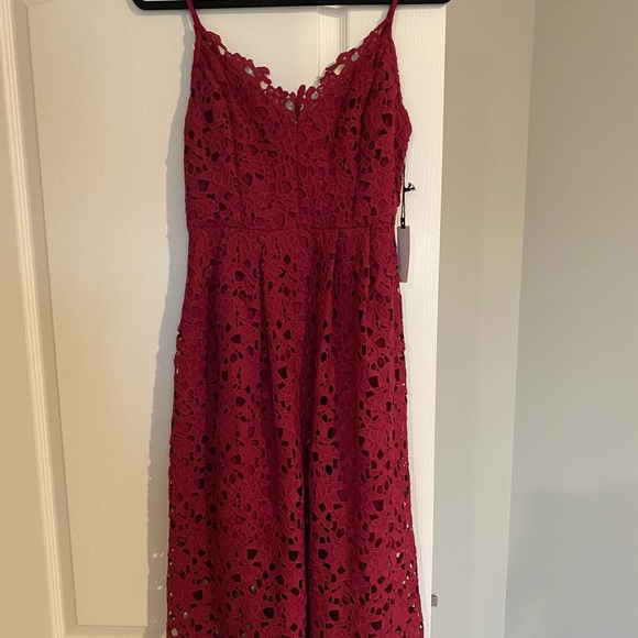 ASTR Lace A-Line Midi Dress Wine Burgundy Dress Size M - Picture 2 of 3